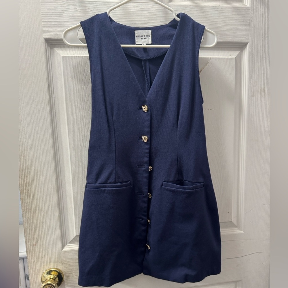 dressbarn Navy Button-Front Mini Dress
